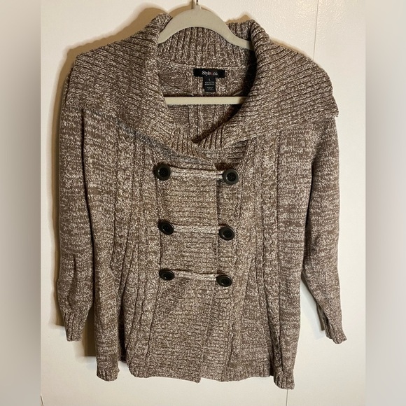 Women’s Style & Co Button Front Cozy Sweater, Size Large - Picture 1 of 5